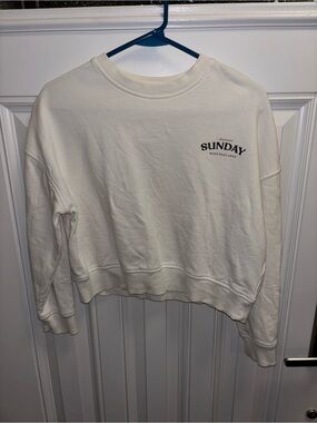 Mango Ivory Cropped Crewneck Sweatshirt